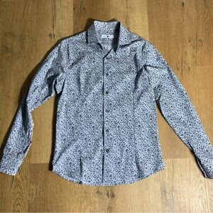 Italian Elegant Monochrome Patterned Button Down Long Sleeve Men’s Shirt